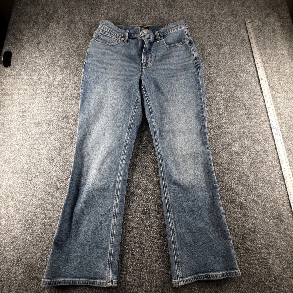 J.Crew Mid-Rise Flare Crop Jeans 28 Medium Wash Blue Re-Imagined Stretch Denim